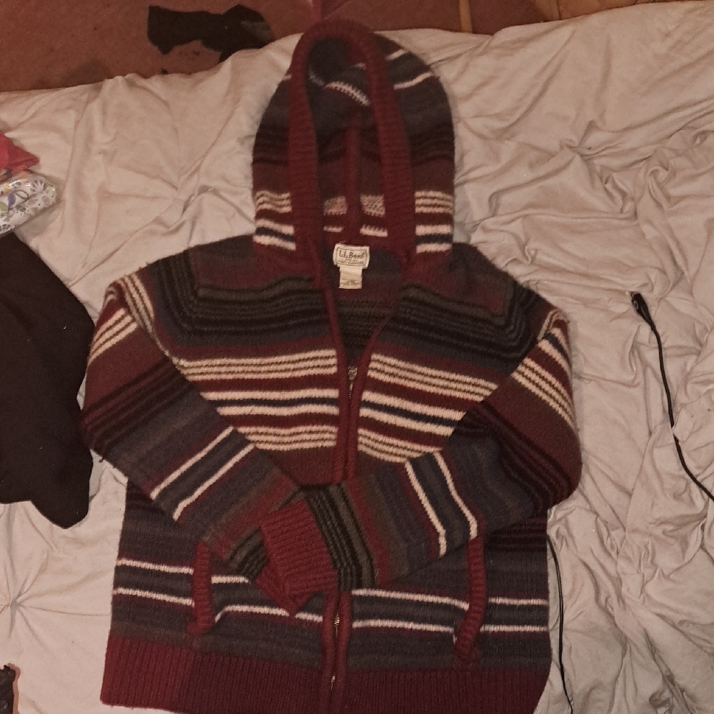 L.L. Bean Multicolor Striped Zip-Up Sweater